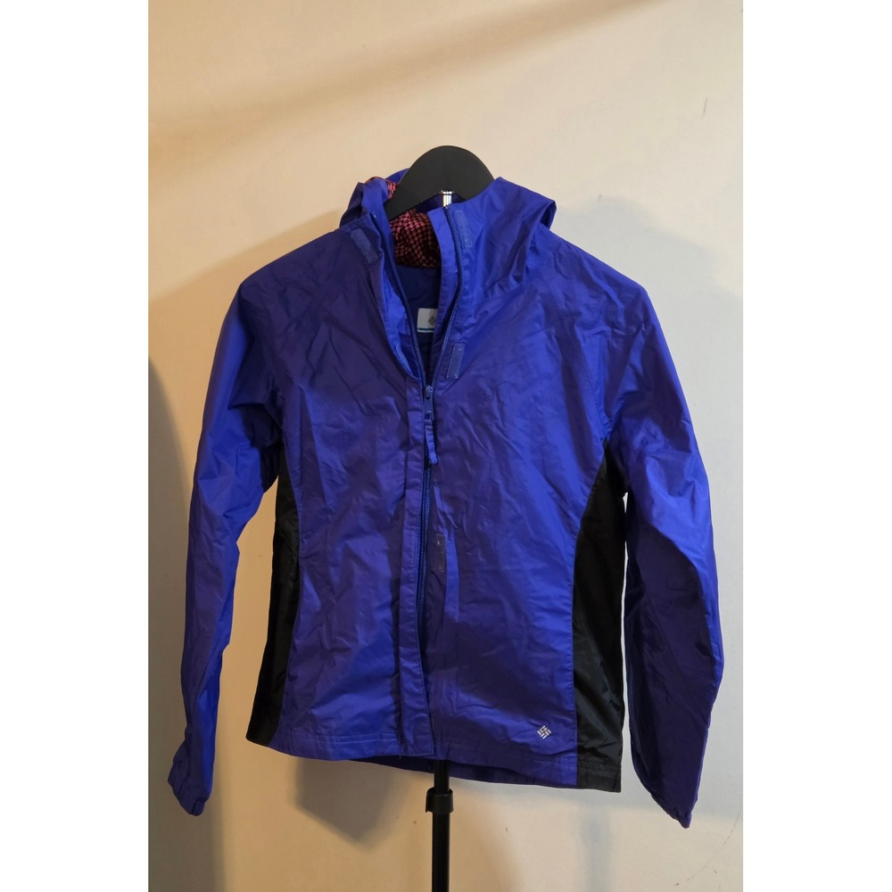 Columbia Hooded Windbreaker Jacket Youth Size 14/16 Blue Black